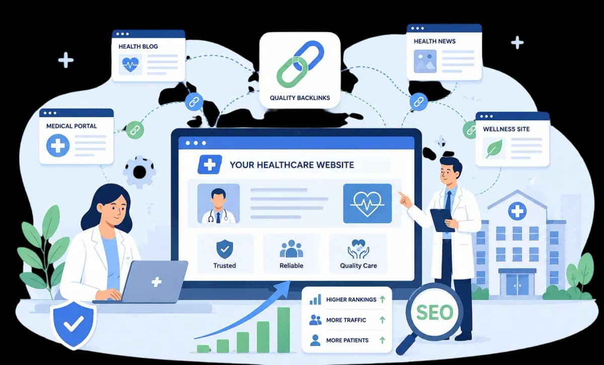 Healthcare link building services improving SEO rankings and patient acquisition through quality backlinks